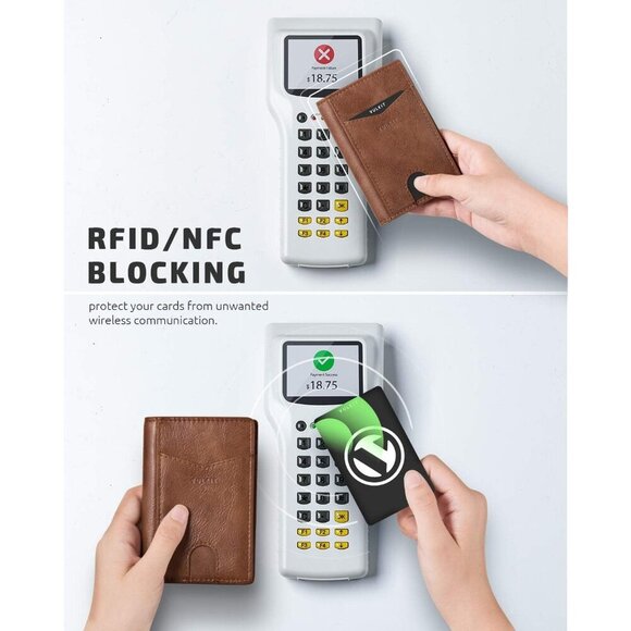 Mens Wallet VULKIT Bifold Front Pocket Slim RFID Blocking Credit Card Holder - Picture 4 of 7